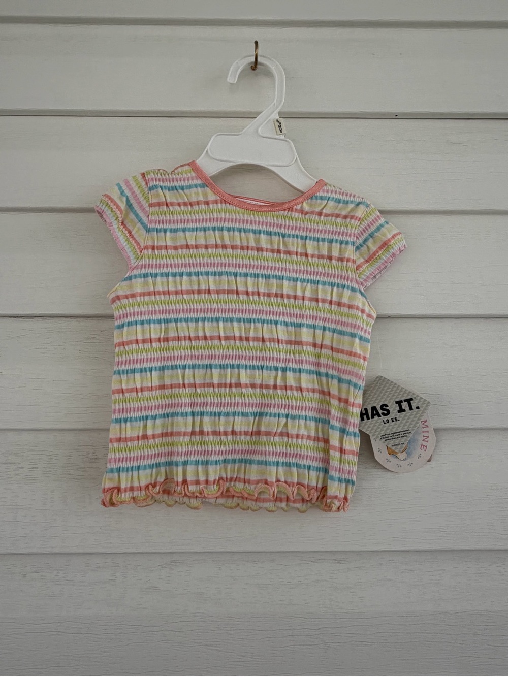 All Mine Vintage Baby Top 6–9M NWT Rainbow Stripe Smocked Y2K